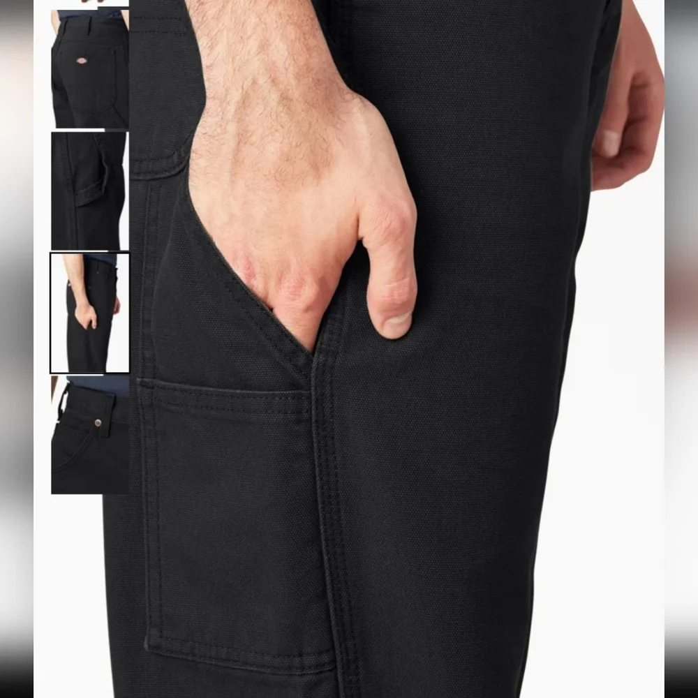 Dickie's Relaxed Fit Heavyweight Duck Carpenter Pants Rinsed Black 34x32 NWT - Picture 3 of 10